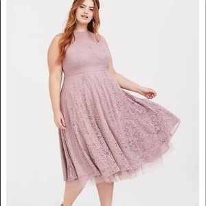 Torrid Mauve Lace Tulle Skater Dress